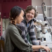 Professor Jennifer Wolff with a student