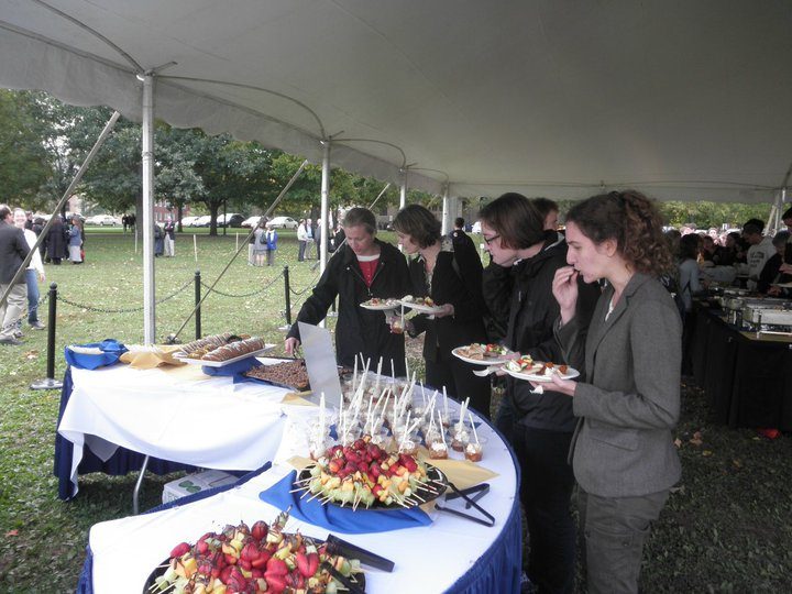 The dessert table for the post-convocation reception on the Bald Spot during the Poskanzer Inaugural weekend.