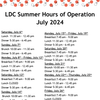 LDC July Hours of Operation
