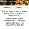 Last Meal at Burton Before Break