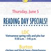 Reading Day Specials