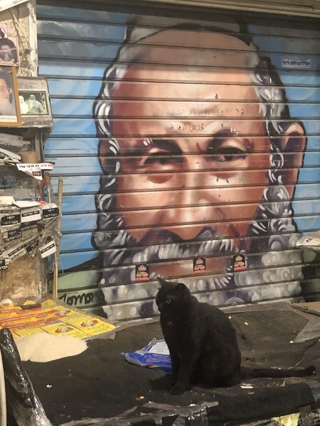 Graffiti of a gray-haired bearded man