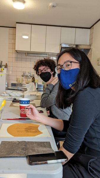 Cym Brody (‘23) & Ania Hoang (‘23) during our traditional painting class