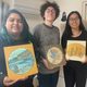 Gabby Reynaga (‘23) Cym Brody (‘23), & Ania Hoang (‘23) with finished paintings from a traditional painting class
