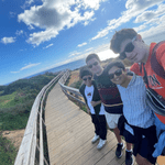 Students by boardwalk