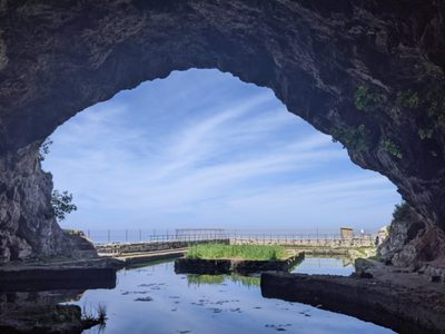 Looking out of the Grotto of Tiberius at Sperlonga.