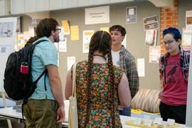 people listening to students research