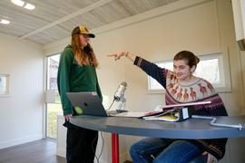 Students in the Chat Trailer