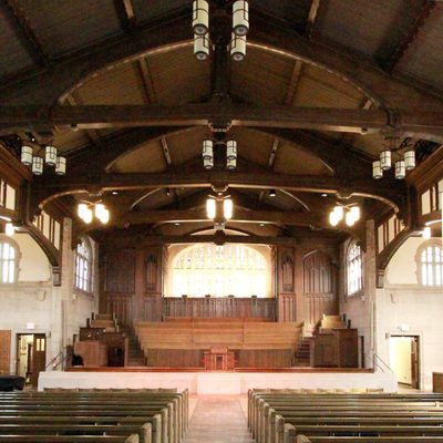 aisle view inside chapel