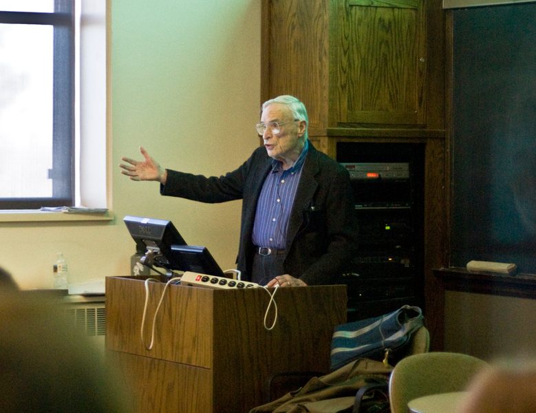 Former Carleton professor Ian Barbour returned to Carleton to lecture on the relationship between religion and science.