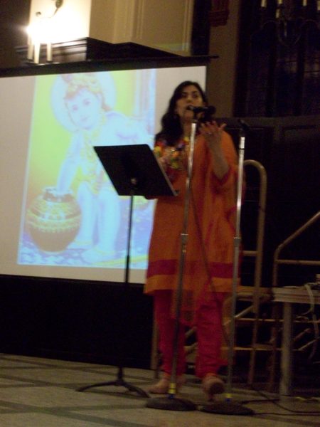Religion Professor Shana Sippy speaks at the Holi Celebration