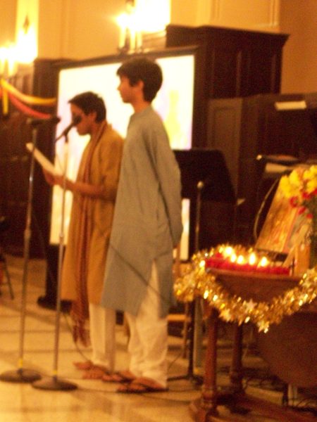 Student speakers at Holi Celebration