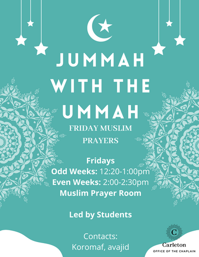 Jummah with the Ummah Poster featuring the crescent and star along with large ornate snowflakes and a bit of snow.