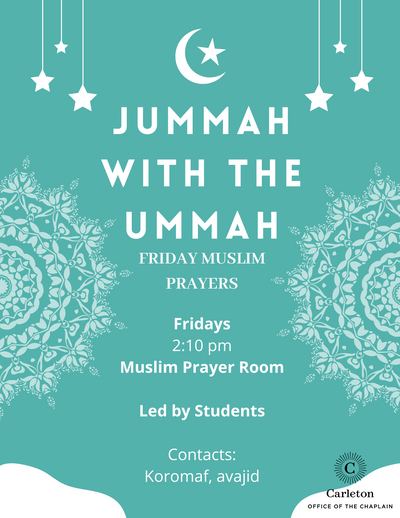 Jummah with the Ummah Poster. Features teal background with two large snowflakes on the side.