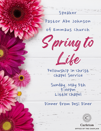 FC Service Poster with pink flowers along the left side