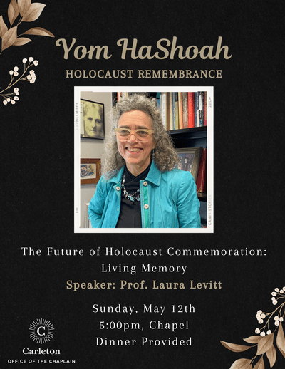 Yom HaShoah Poster with a picture of Laura Levitt