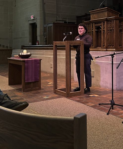 Dani Perez, Interim Director of the Gender & Sexuality Center giving a talk at National Coming Out Day