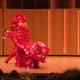 Red lion dancer standing up