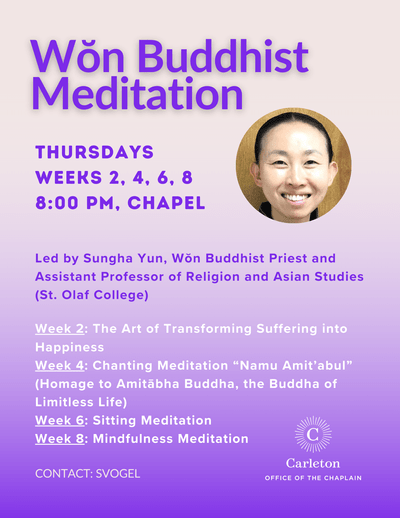 Won Buddhist Meditation Poster with a photo of Sungha Yun