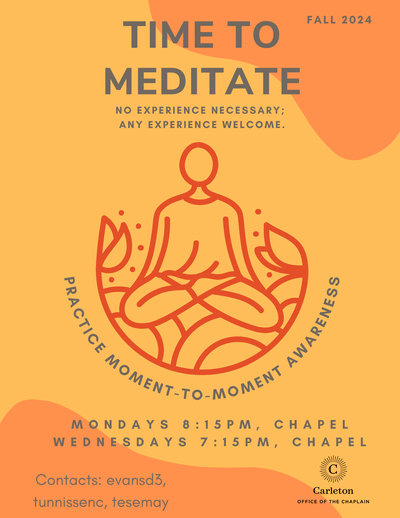 Time to Meditate Poster with an orange background and a person meditating in the middle