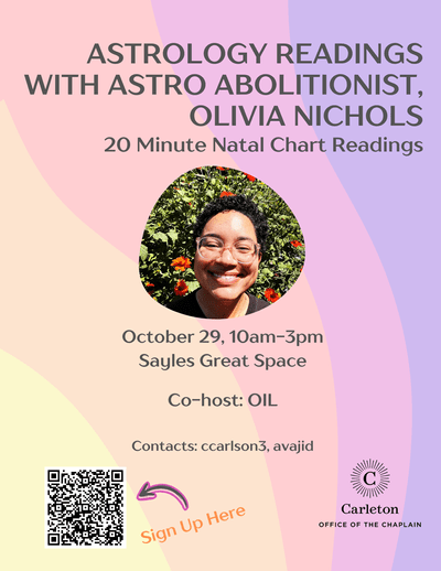 Astrology Readings Poster with a photo of Astro Abolitionist, Olivia Nichols