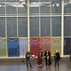 Group of students in costumes speaking at Holi/Purim