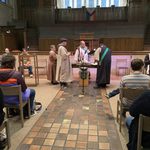 Druid leaders gathered around an altar at Imbolc Ceremony