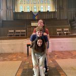 Seniors Zach Glaser, Anna Horton and Sonia Shah posing for a photo at the Senior Service