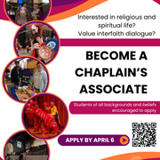 Interested in religious and spiritual life? Value interfaith dialogue? Become A Chaplain's Associate. Students of all backgrounds and beliefs encouraged to apply. Apply by April 6. QR Code to Peer Leader website. Carleton Office of the Chaplain.