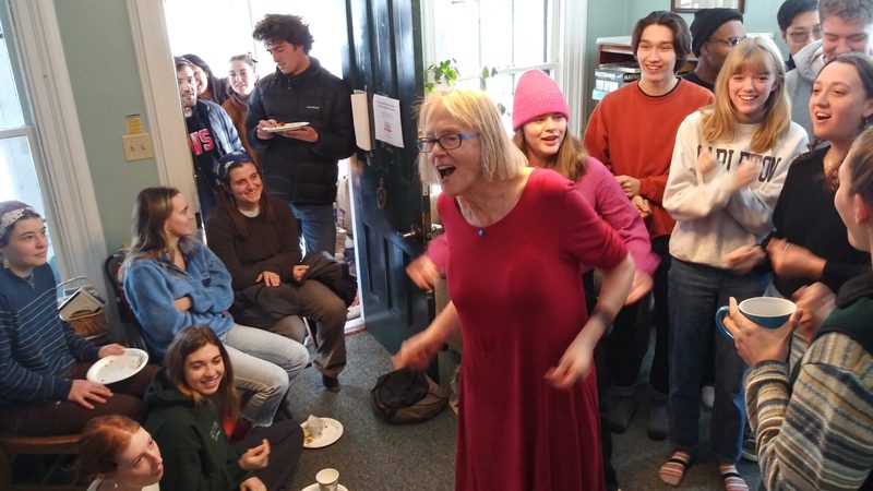 Julia Uleberg Swanson leading the Knightengales at Dacie's 140th birthday brunch