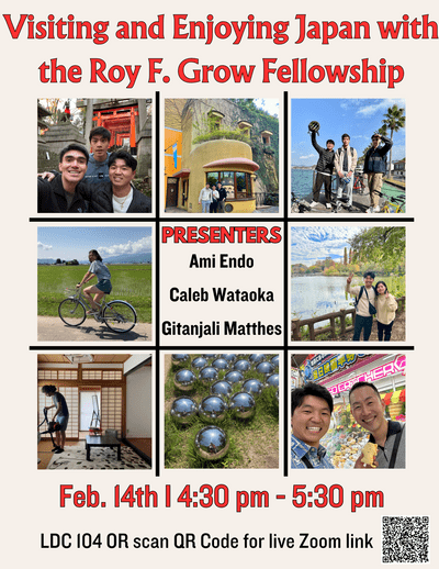Event flyer with student's travel photos