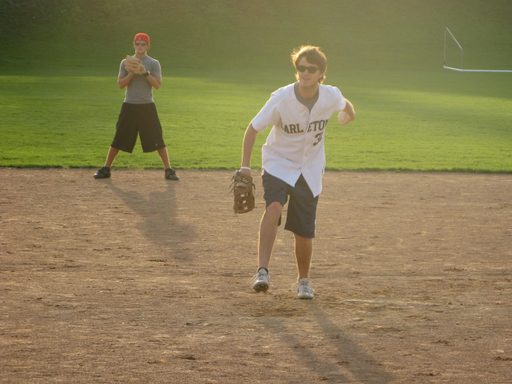 John H pitching the softball.