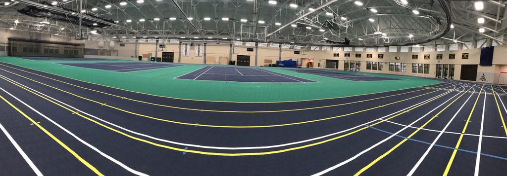 Wide view of the field house courts.