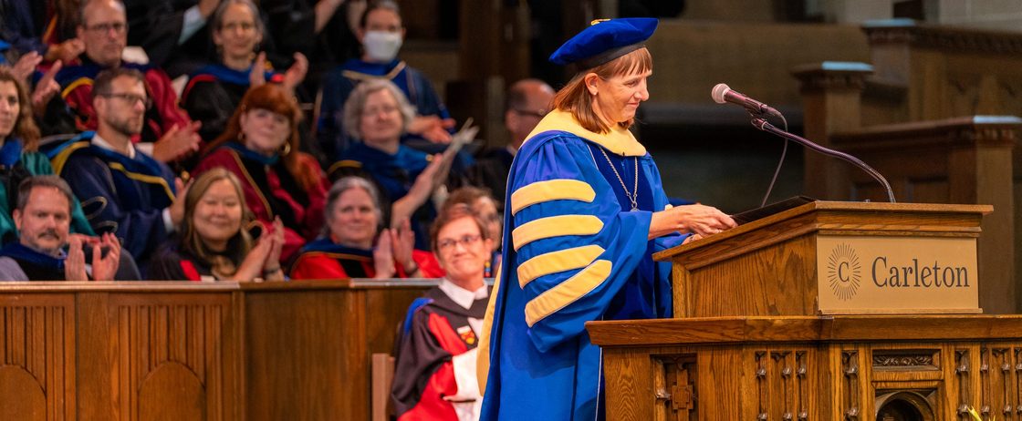 Opening Convocation 2023 Alison Byerly addressing the group