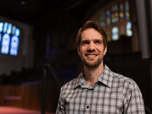 Empty Bowls Food Justice Speaker Scott Wopata In Chapel for Convo.