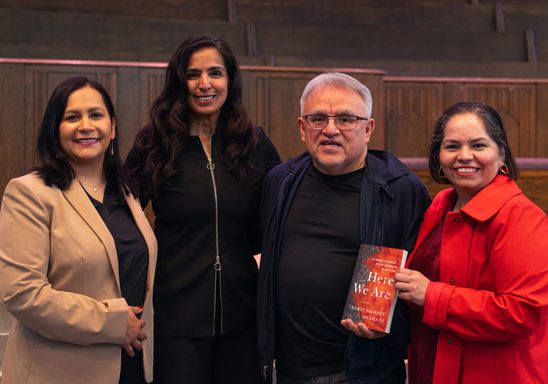 Aarti Shahani with a group of Carleton staff!