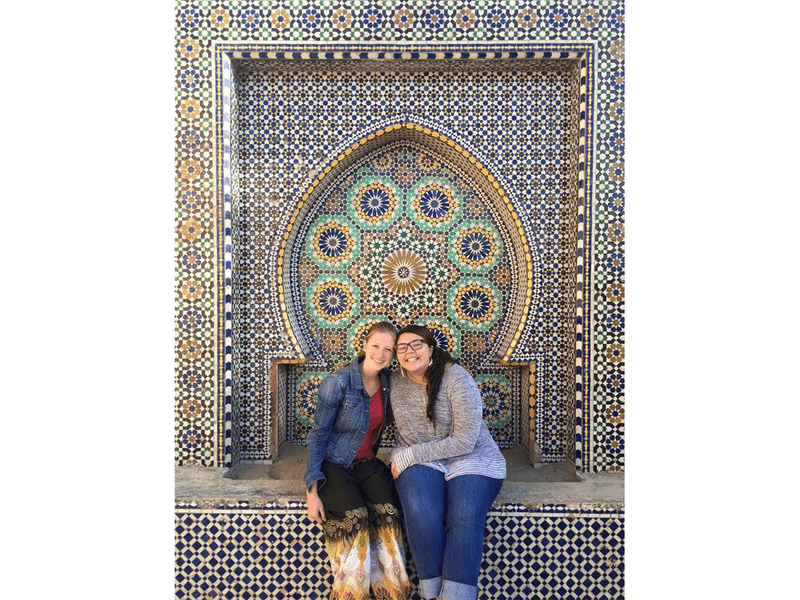Mika Chmielewski '17 (left) posing with a friend during her study abroad in Rabat, Morocco