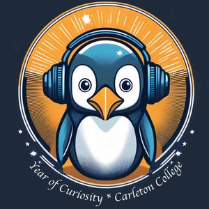 drawing of penguin with headphones