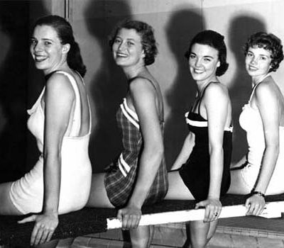Historic photograph of Carleton's synchronized swimming club, the 