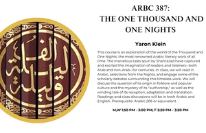 Course poster for ARBC 387: The One Hundred and One Nights