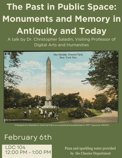 Green and cream event flyer with a central park photo