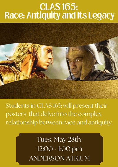 A gold and brown event poster