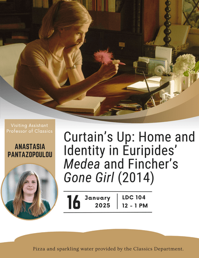 Event poster in tan and white