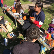 Children Paint Pumpkins