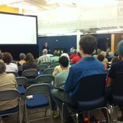 President Poskanzer speaks at the first of three community conversations around the Constitution