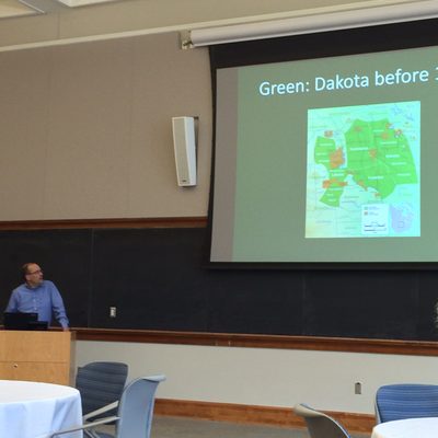 Jeff Ondich presents on preserving the Dakotah language at LTC lunch