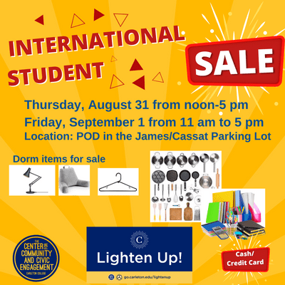 International Student Pop Up Sale Advertisement