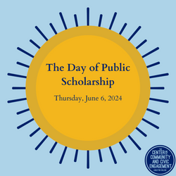 sun icon with text: "the day of public scholarship, thursday, june 6, 2024"