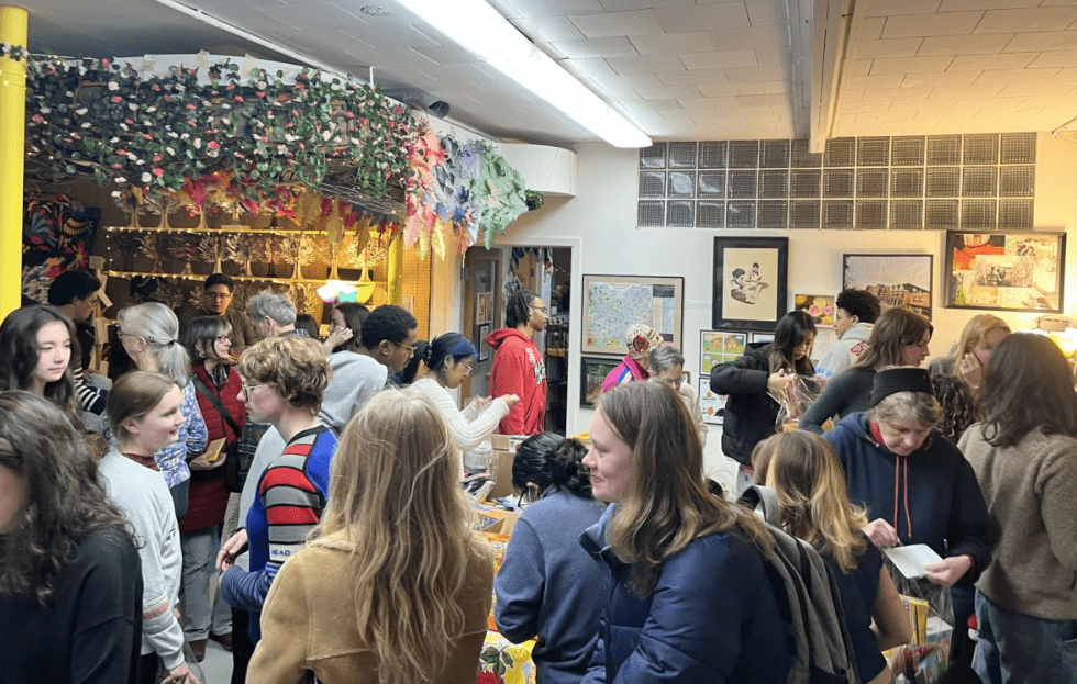 Making gift bags at Mercado Local
