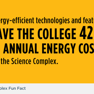 energy-efficient technologies and features save the college 42 percent in annual energy costs for the Science Complex.